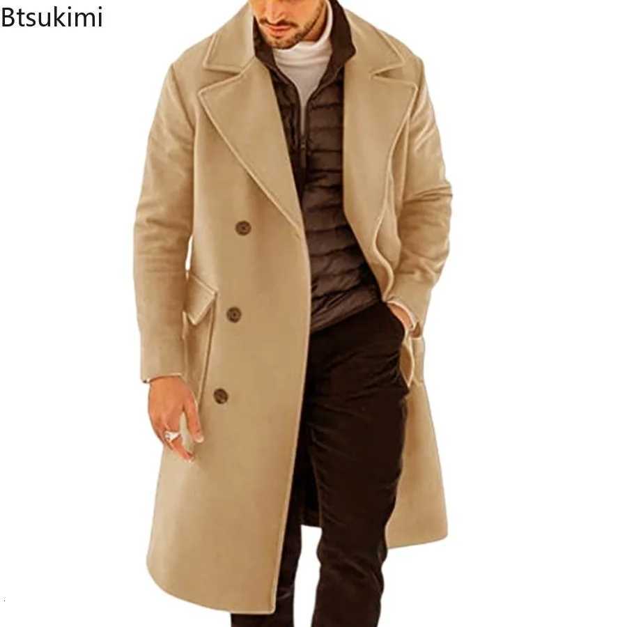 2026 Mens Loose Double Breasted Overcoats Autumn Winter Retro Long Sleeve Lapel Pocket Woolen Coats Fashion Warm Cardigans MaleT251125