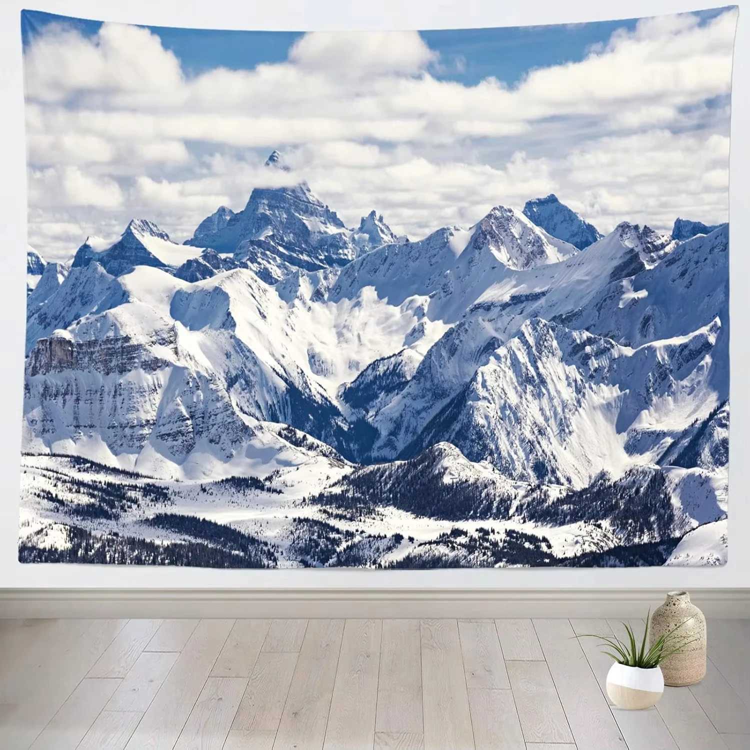 Winter Wonderland Tapestry Snowy Pine Forest Print For Bedroom Wall Decor Flat Print DesignM251125