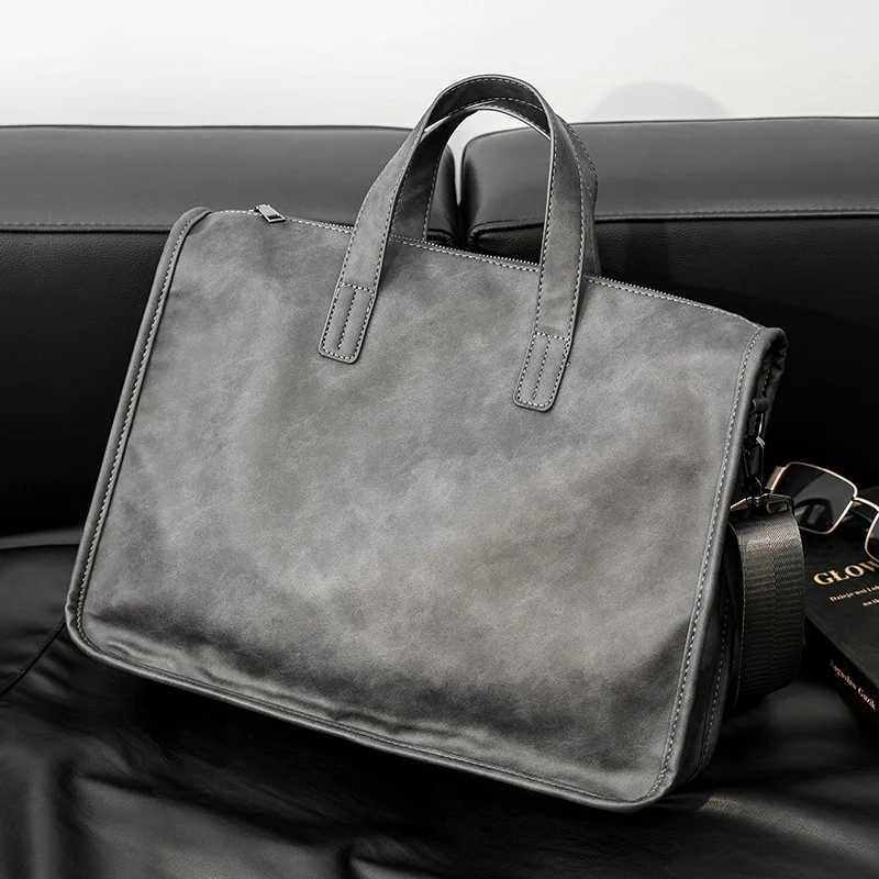 Casual Business Mens Handbag Fashion High Capacity Briefcase with Shoulder Strap Men Crossdoy Bags Luxury PU Leather Laptop BagT251125