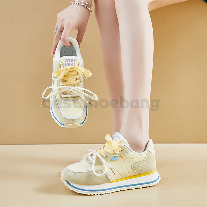 New Designer Women Shoes Tenis Sneakers Womens Trainers Thick Sole Height-increasing Casual Comfortable Fashion Light Yellow Blue Green Runner Sport O