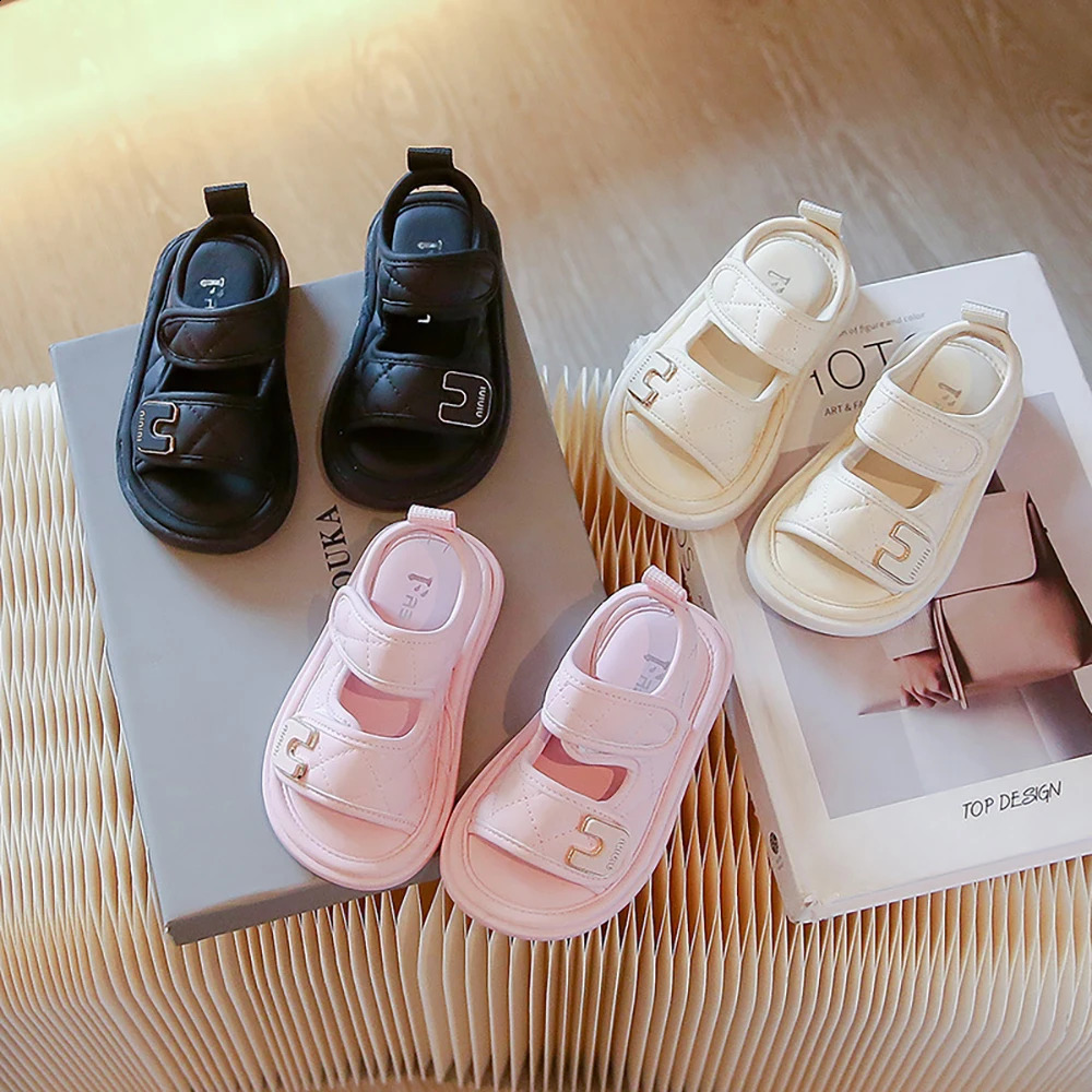 Girls summer sandals PU leather waterproof beach cover childrens soft and non slip girls summer sandals 250424