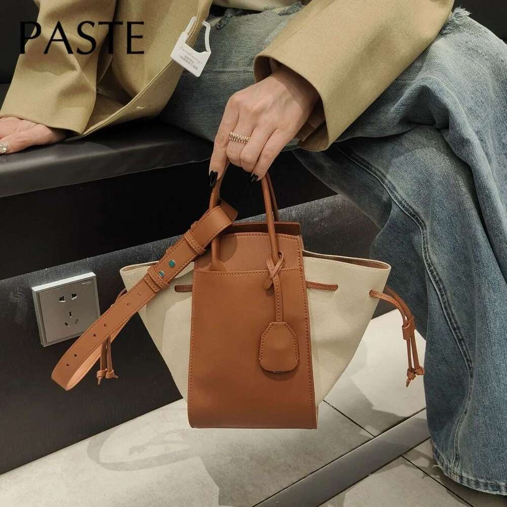 Designer Bag New Hot Selling Fashionable Large Capacity Wings Trapeze Tote Hit-Color Genuine Cow Leather Women Handbag Shoulder Bag