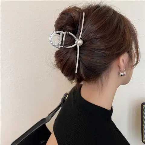 New Punk Geometric Metal Gold and Silver Simple Hair Clip Claw Suitable for Women Fashion Big Crab Claw Korean Headwear AccessoriesT250425