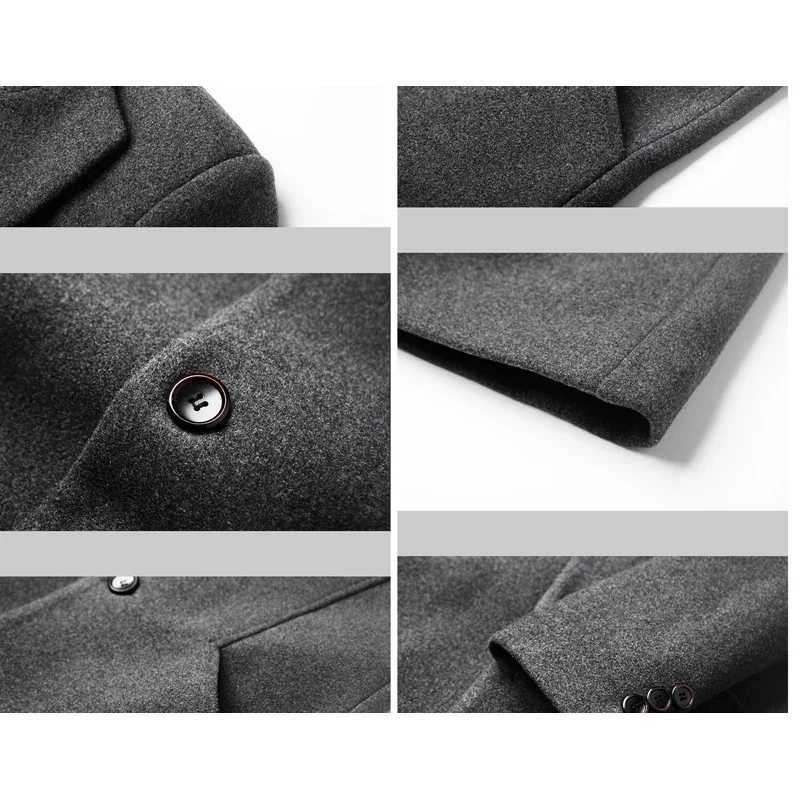 BROWON Brand Korean Coat Men 2025 Autumn and Winter Woolen Men Coat New Casual Slim Fit Windbreaker Long Solid Color Men JacketT251125