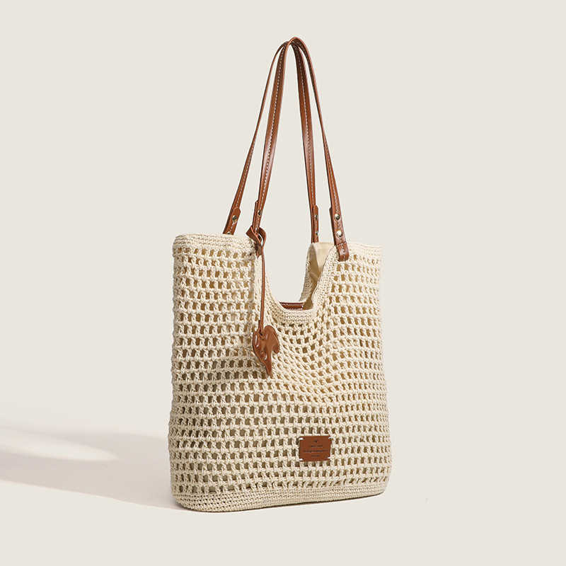 Nangrass Woven Bag Coastal Weekend Woven Bag Imitation Vine Tote Bag Womens Large Capacity Shoulder Bag