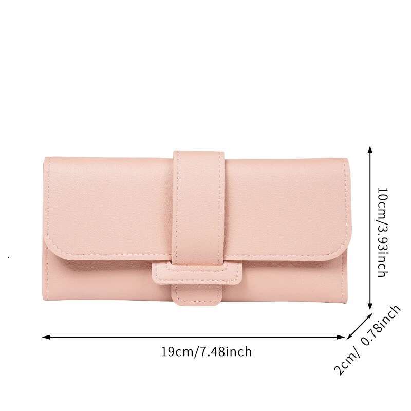 Women's Wallets Women's Long Three-Fold Flip Korean Version Of Small Fresh Students Change Multifunctional Buckle Wallet Foreign