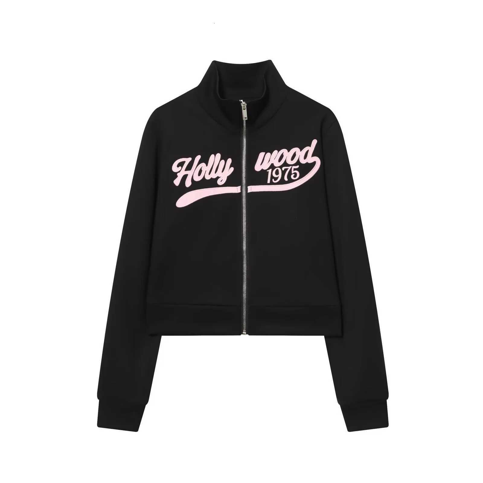 2025 Autumn New Womens Casual Printed Long Sve Stand Collar Retro College Style Zipper Sweatshirt Drstring Pants W251125