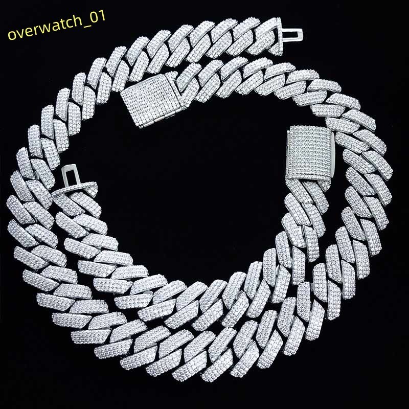RTS Iced Out 925 Sterling Silver Moissanite Cuban Link Chains 18 20 Inches D VVS Cuban Chain Necklace for Gift