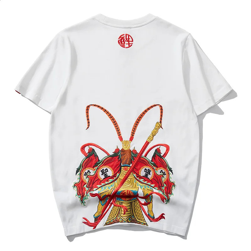 Summer Loose T-shirt Mens Exquisite Embroidered Chinese Round Neck Casual High end Fashion Bottom Shirt 250423