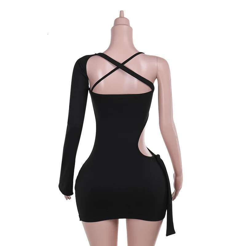Dongdumaoyi Townlike Slim Bodycon Dress Women One Shoulder Mini Spring Summer Autumn Winter Hollow Out Sexy Party Dresses