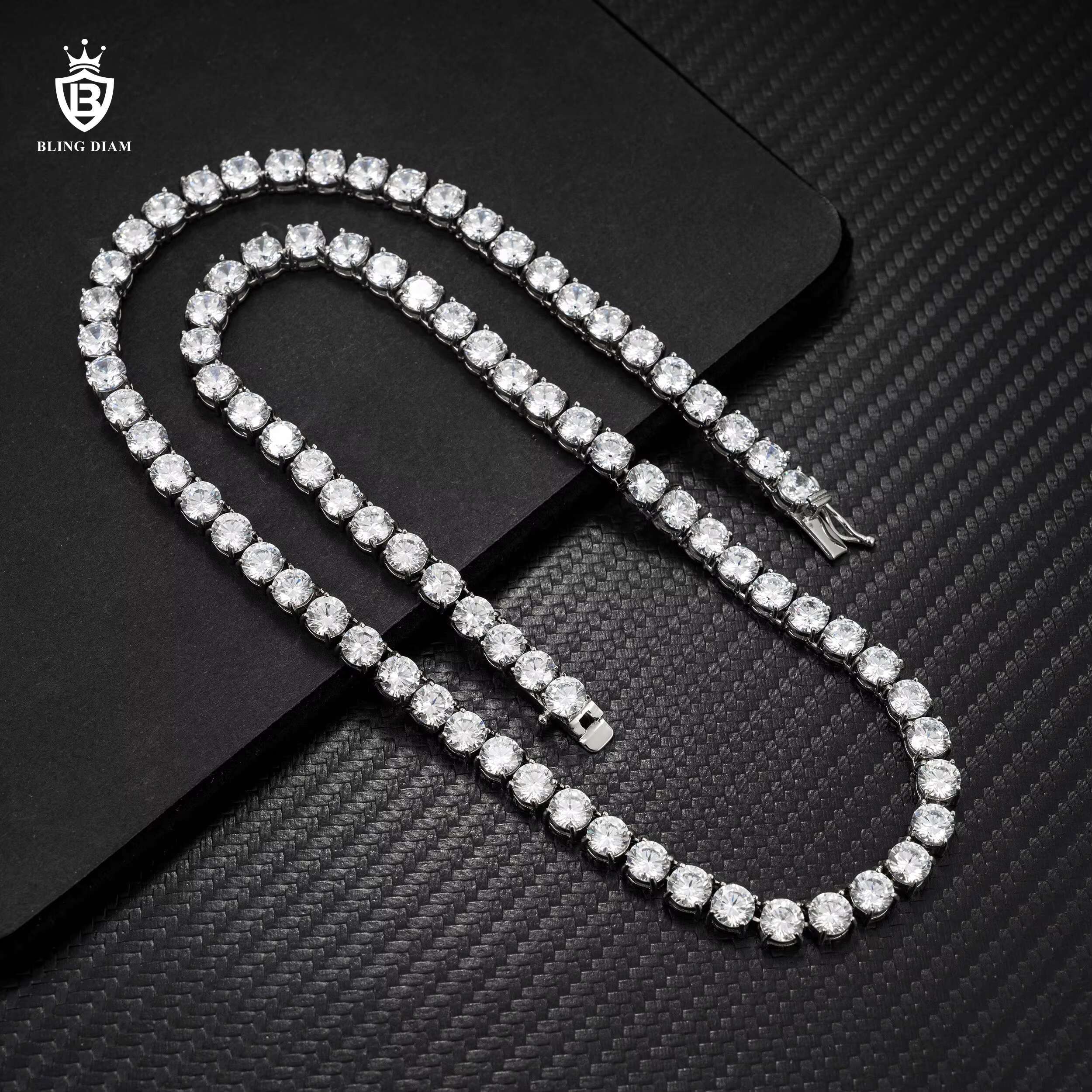 Wholesale Price Custom Hip Hop Jewelry 6mm Cubic Moissaniteia Tennis Bracelet Necklace 316 Stainless Steel Tennis Chain