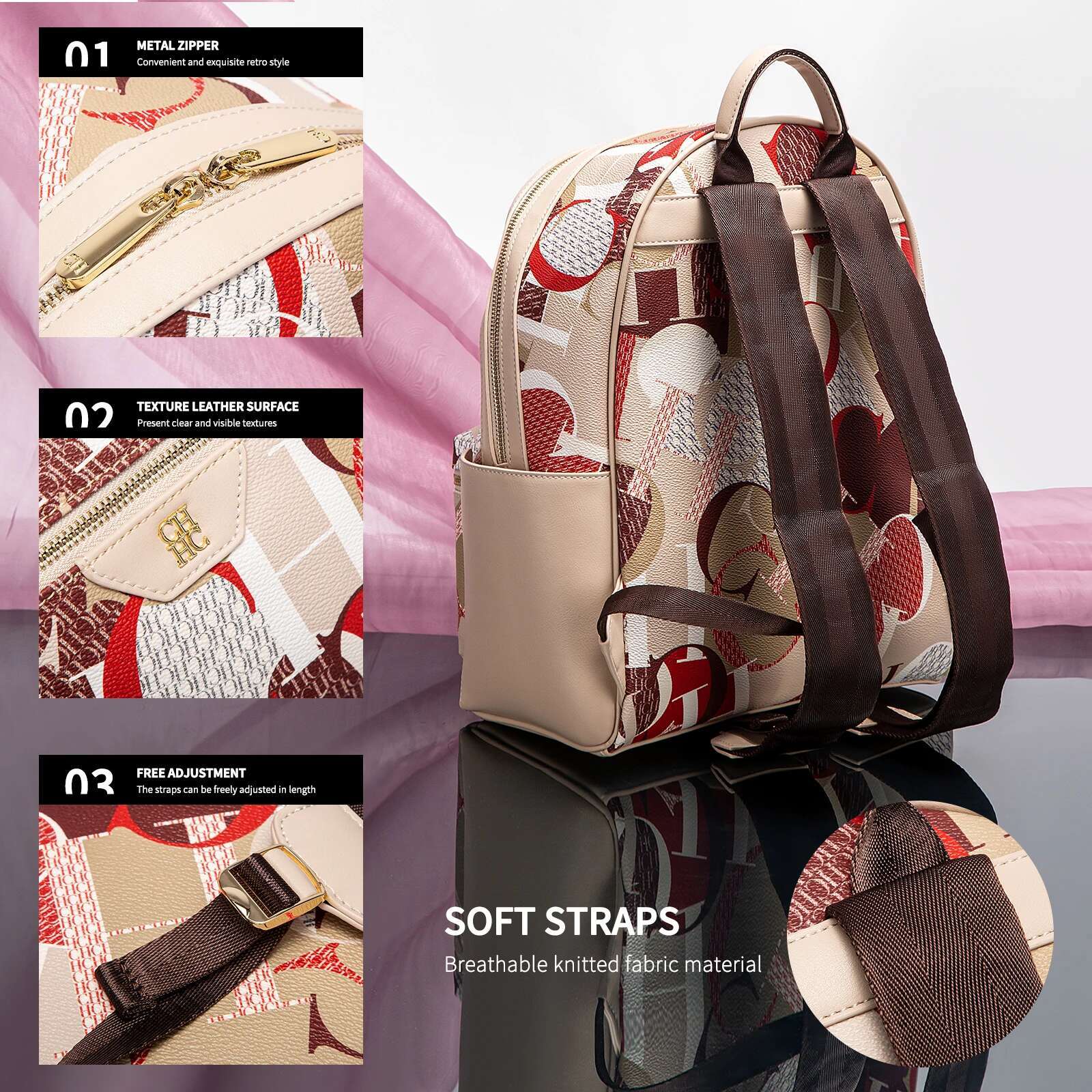 CHCH Backpack New Large Capacity Color Printed Travel Women's Bag