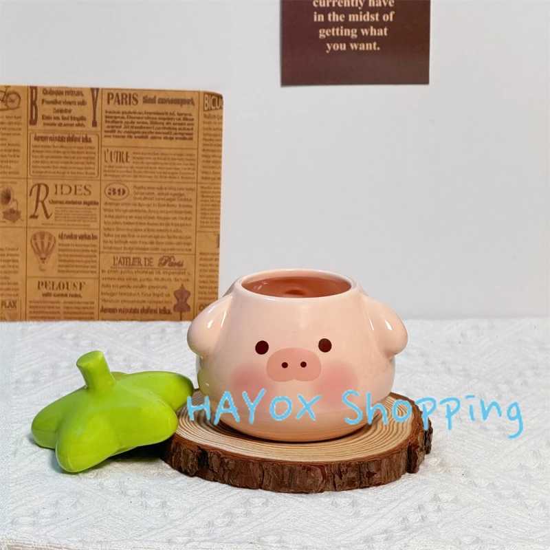Cartoon 3D Pig Coffee Cup with Lid SpoonCeramic Animal Water Cupsoffice Mug Breakfast Milk Large Capacity Oatmeal Mug Y251125
