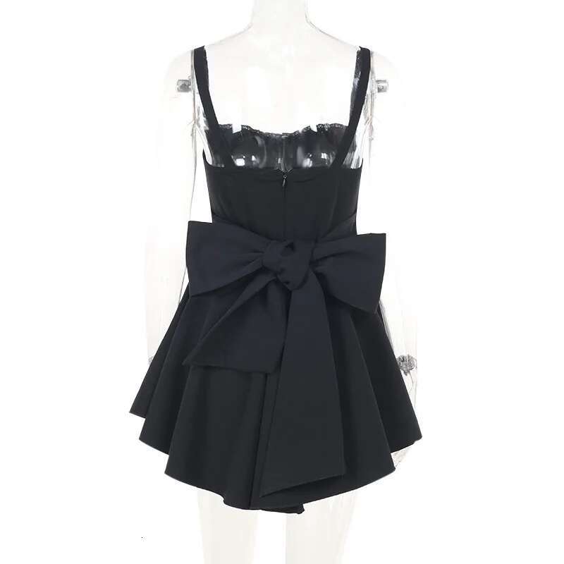 Dongdumaoyi Townlike Waist Wrap A Line Dress Women Spaghetti Strap Mini Spring Summer Bow Backless Nightclub Sexy Party Dresses