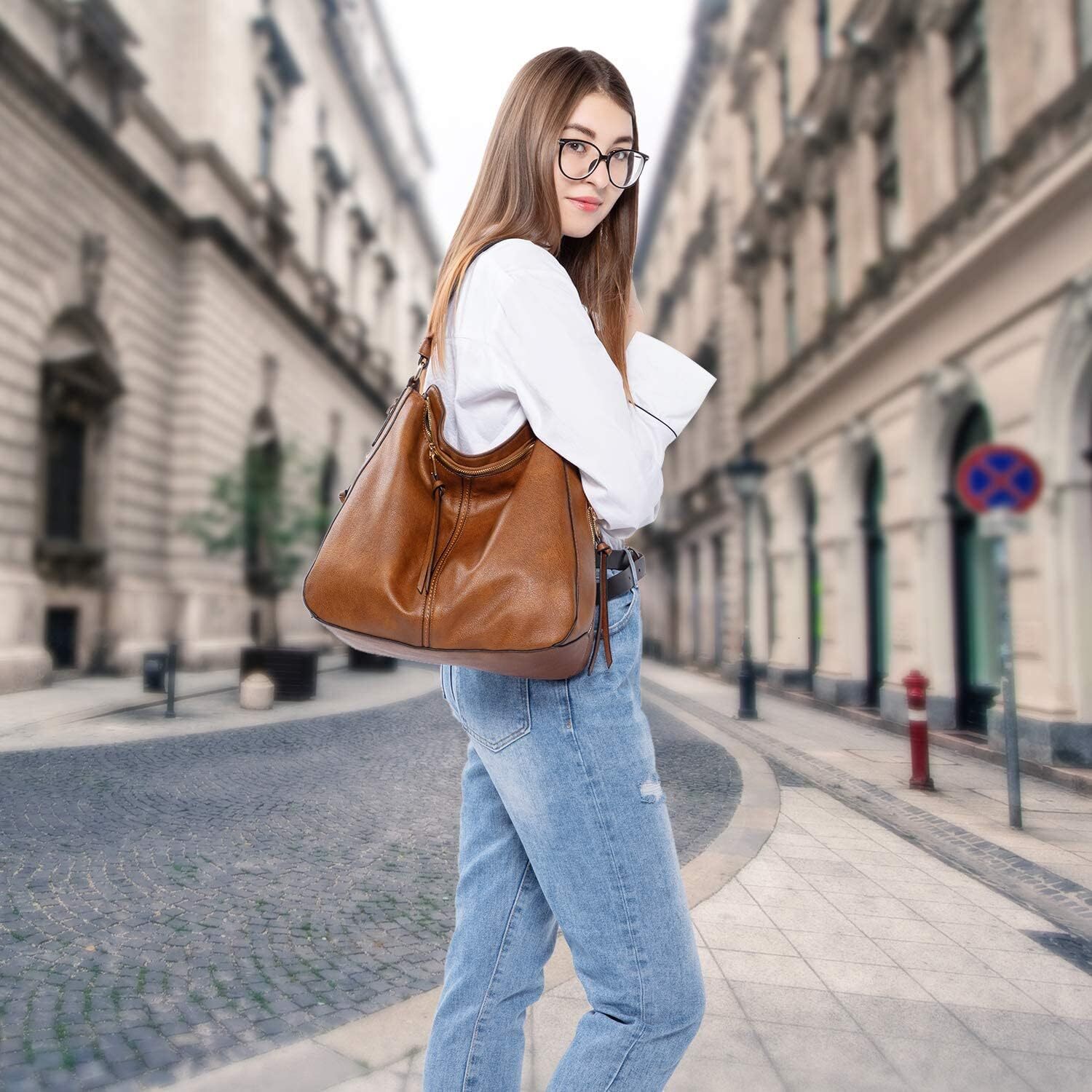 Crossbody Bags For Women Designer Leather Hobo Handbags Retro Large Size Shoulder Bag Bucket Purse