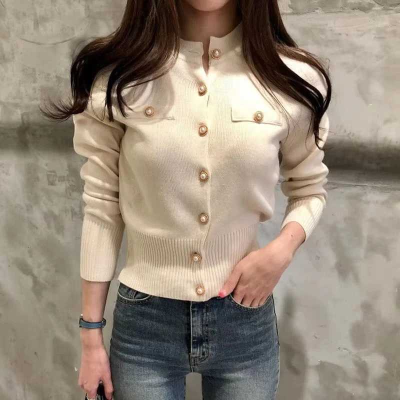 Woman Cardigan Long Sleeve Button Down Sweater Knitted Coat Single Breasted Crop Knit Jacket Tops Ladies Autumn Winter FashionT251125