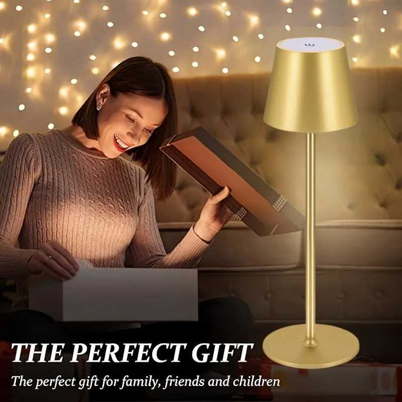LED touch three-color desk lamp rechargeable desktop night light creative bedside restaurant caf decorative lightingM251125