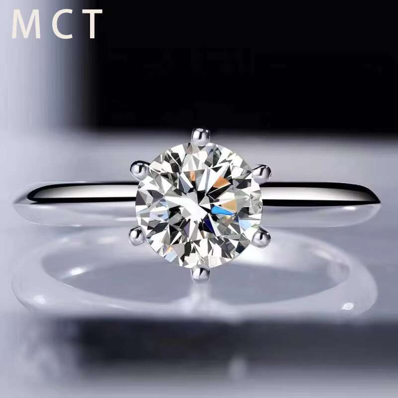 MCT Silver 925 Jewelry GRA Moissanite Grillz Custom Color 2.0ct Diamond Moissanite Ring Silver