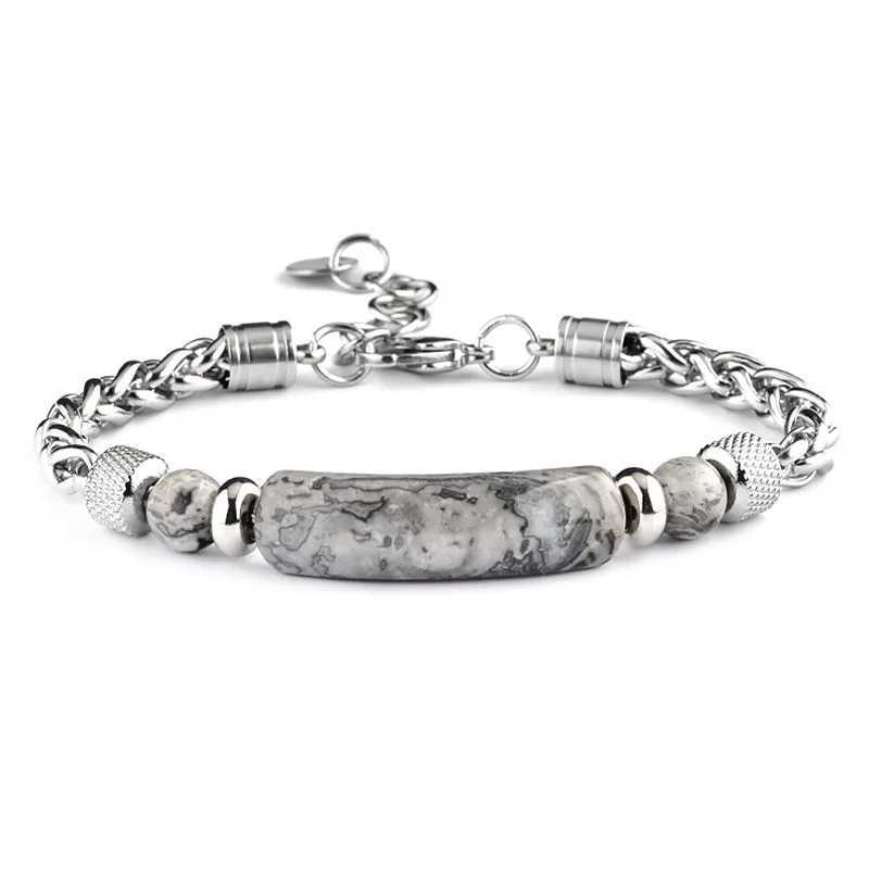 3 Colors Stainless Steel Cuban Chain Bracelet Men Adjustable Unfading Tiger Eyes Obsidian Stone Braslet Cool Riding Accessories J251125