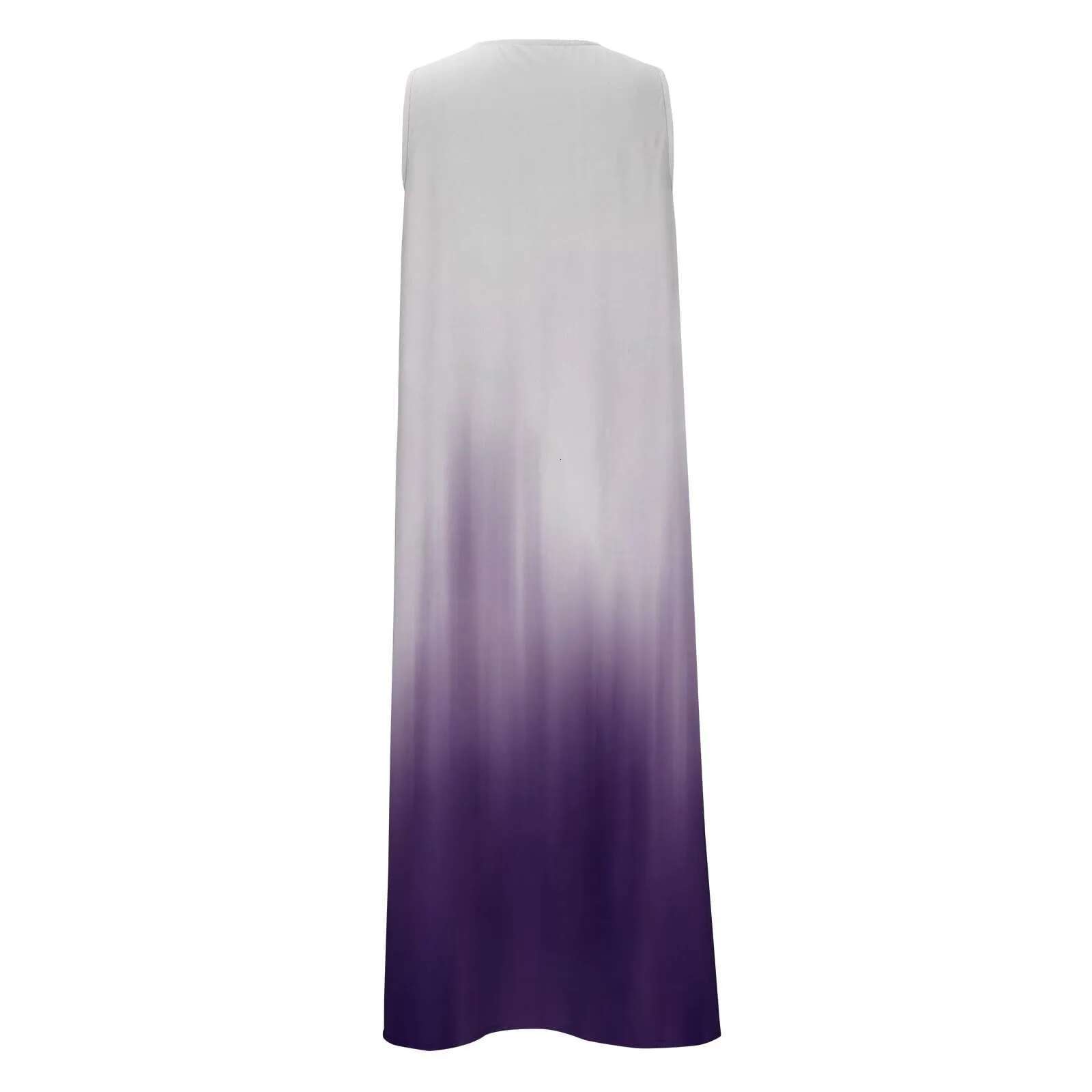 Dongdumaoyi Sexy Sleeveless Women Sundress Summer Buttton V Neck Long Dress Pocket Vestidos Gradient Casual Vacation Beach Maxi
