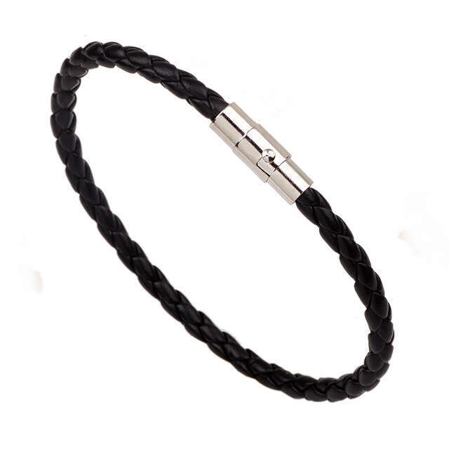 Boutique Handpiece 4MM Thick Serpentine Leather Rope Braided Magnetic Buckle Bracelet Versatile