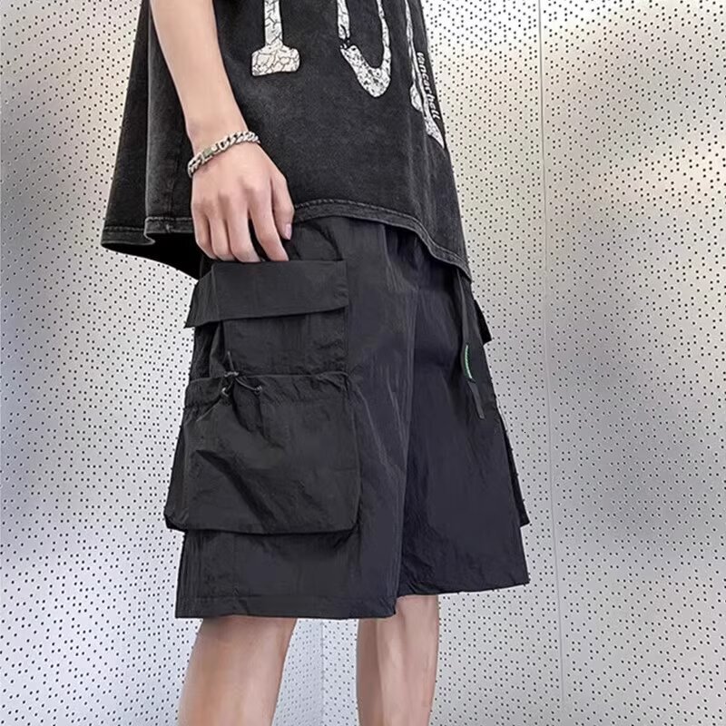 Workwear shorts for men's summer oversized American high street trendy brand functional thin quick drying wide leg casual five part pants