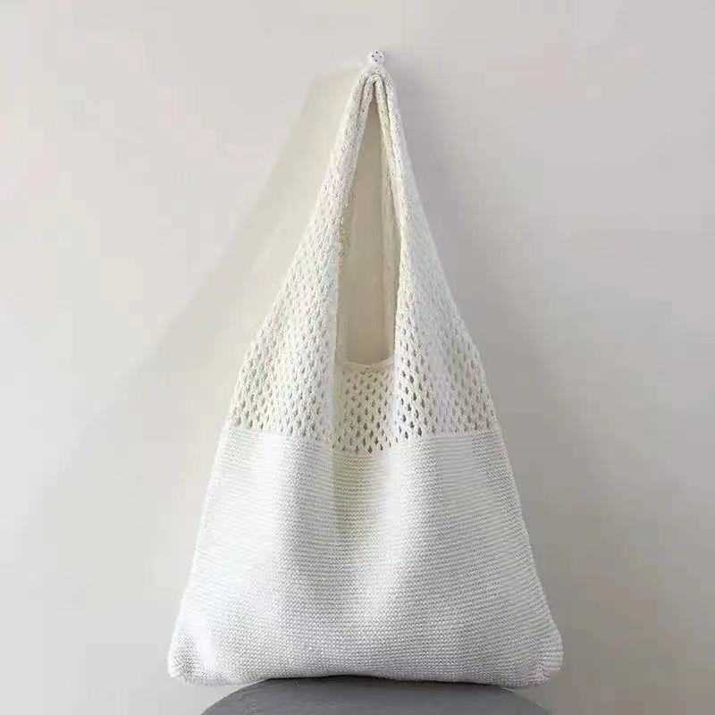 Spring and Summer New Hollow Knitting Handbag Small Number Shoulder Bag Womens Versatile Wool Woven Diagonal Cross Bag