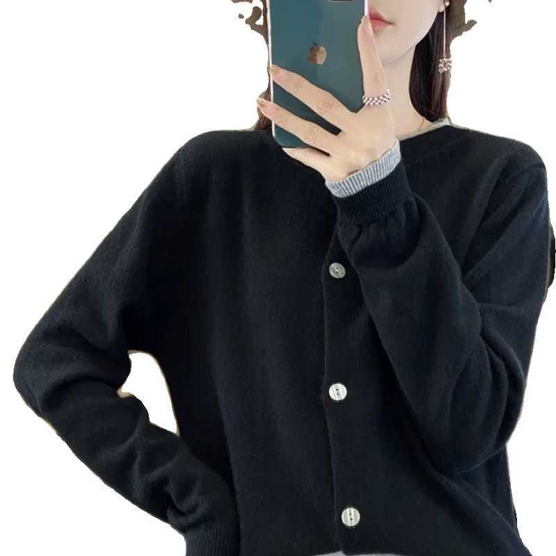 Autumn Winter Women Cardigan O-neck Patchwork Sweater Long Sleeve Single Breasted Knit Cardigans Fashion Korean Sweaters JumperT251125