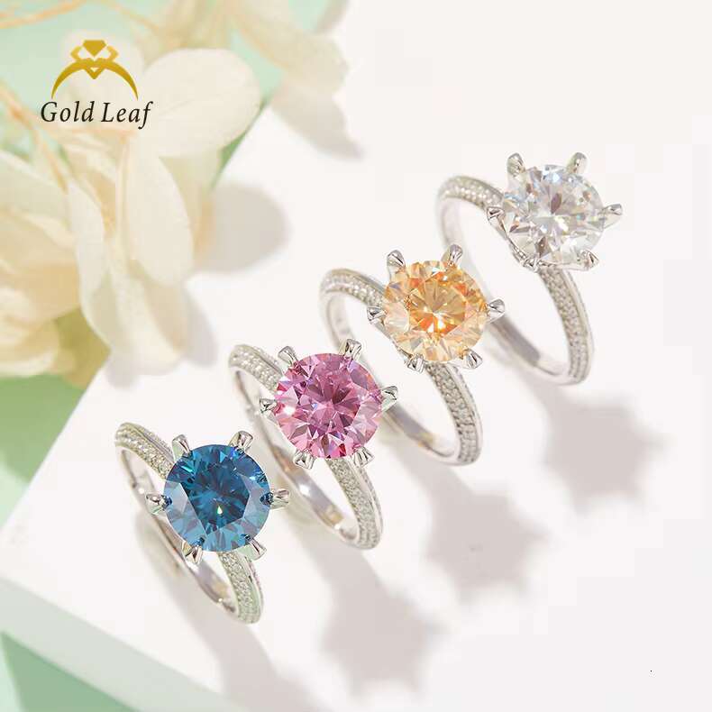 Goldleaf Jewelry Customize 18K White Gold Plated 925 Sterling Silver Wedding Engagement 5CT Moissanite Ring
