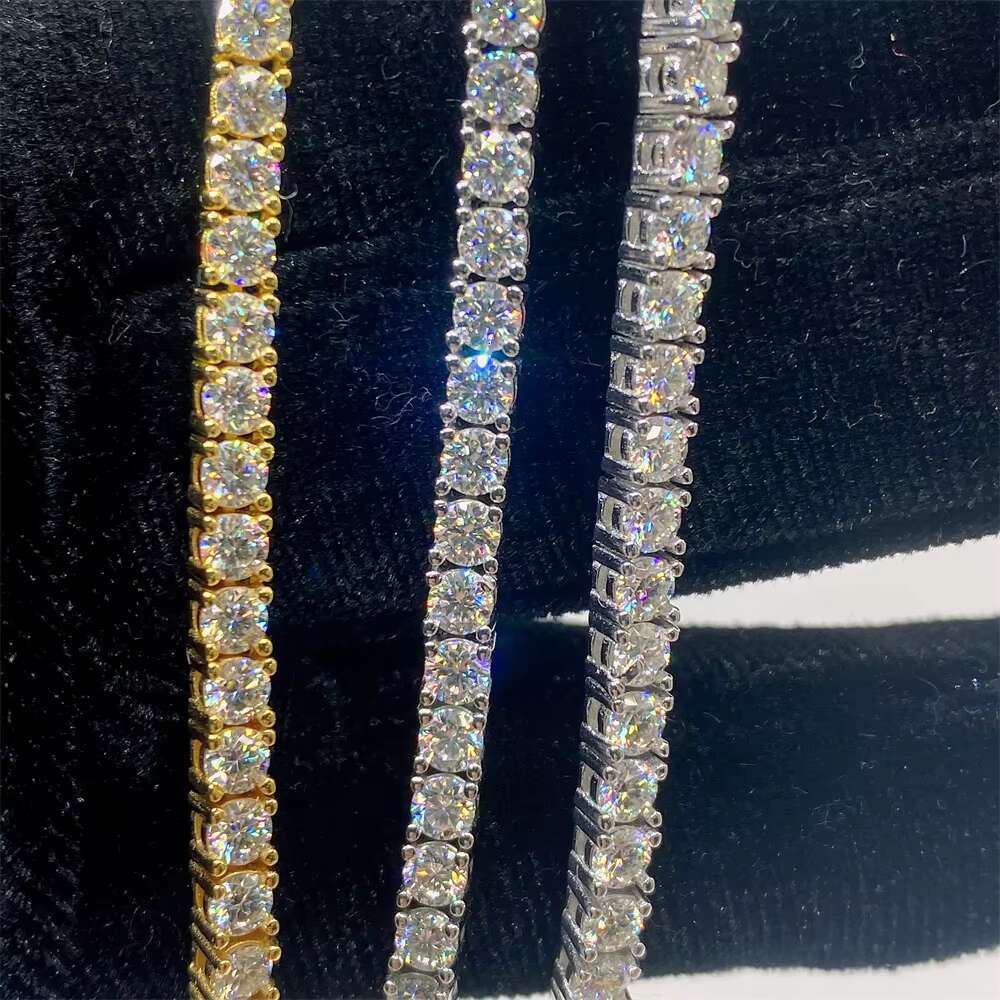 Hip Hop Tennis Necklace Jewelry Ready to Ship 34MM Width Chain Iced Out Moissanite Diamond Tennis Chain