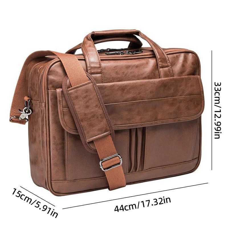 Mens Business Briefcase Multifunction 16 Inch Laptop Bag PU Retro Messenger Shoulder Pack Large Capacity Office Crossbody BagsT251125