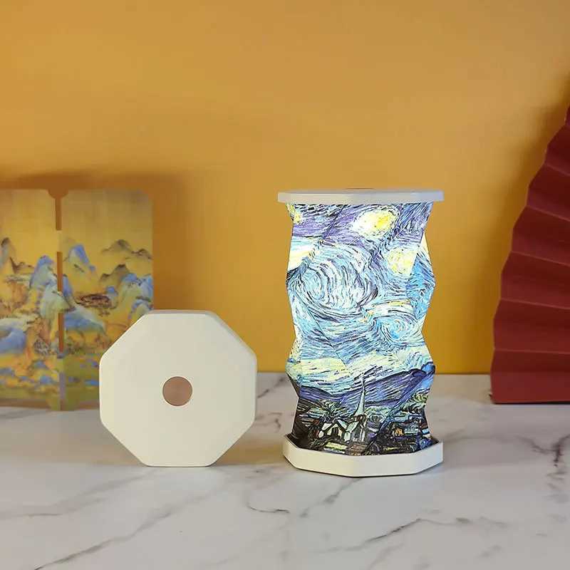 Folding Desk Light Mini Paper Lantern Portable Table Lamp Rechargeable Dimmable Night Light for Living Room Bedroom Decor GiftM251125