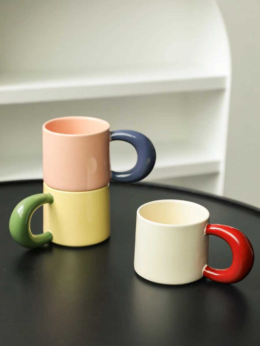 Simple High Quty Ceramic Breakfast Mugs Daily Household Large Capicity Coffee Cups Ins Style Restaurant Afternoon Tea Cups Y251125