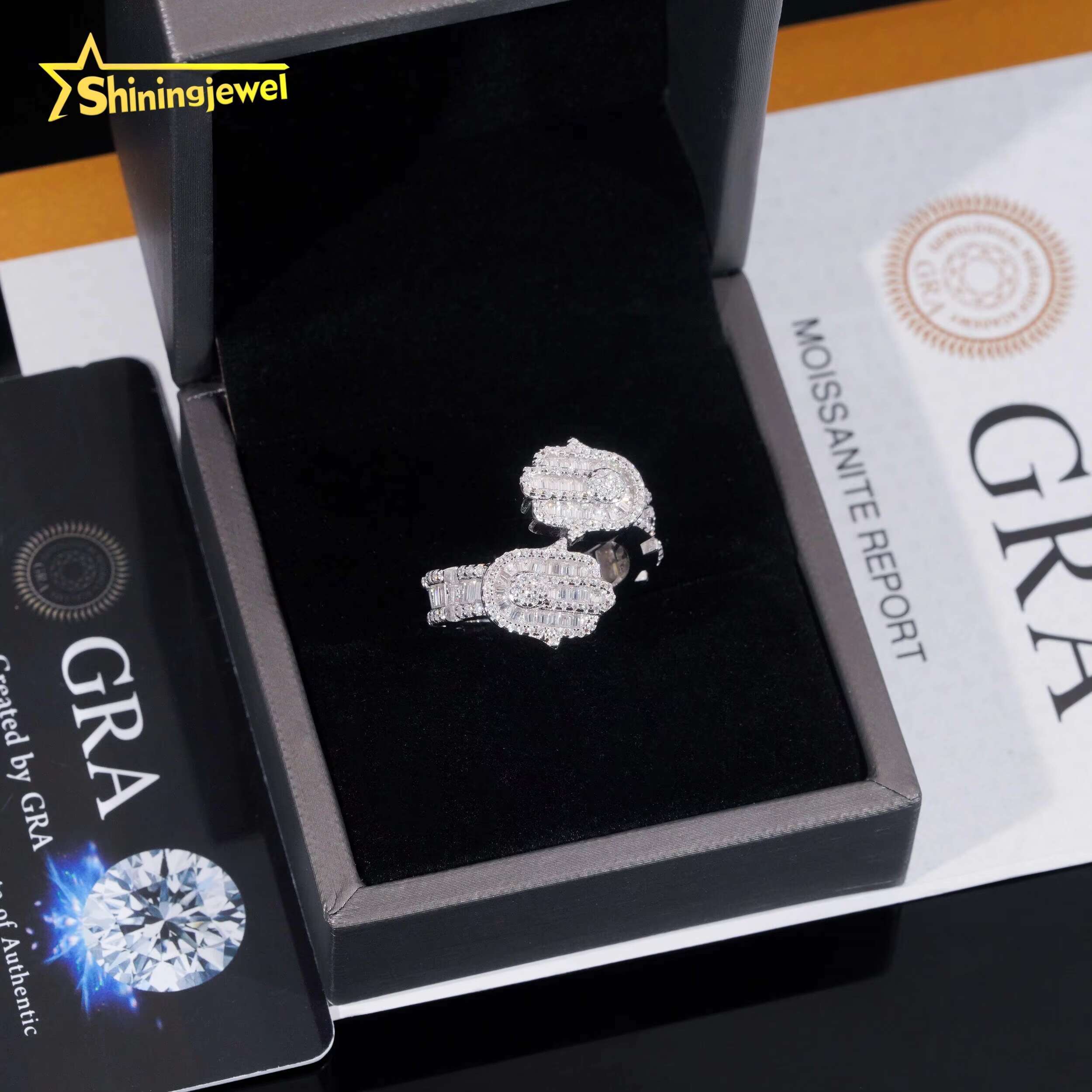GRA Certificate 925 Sterling Silver Hip Hop Jewelry Gold Plated Hip Hop Jewelry New Style VVS Diamond Moissanite Hip Hop Ring
