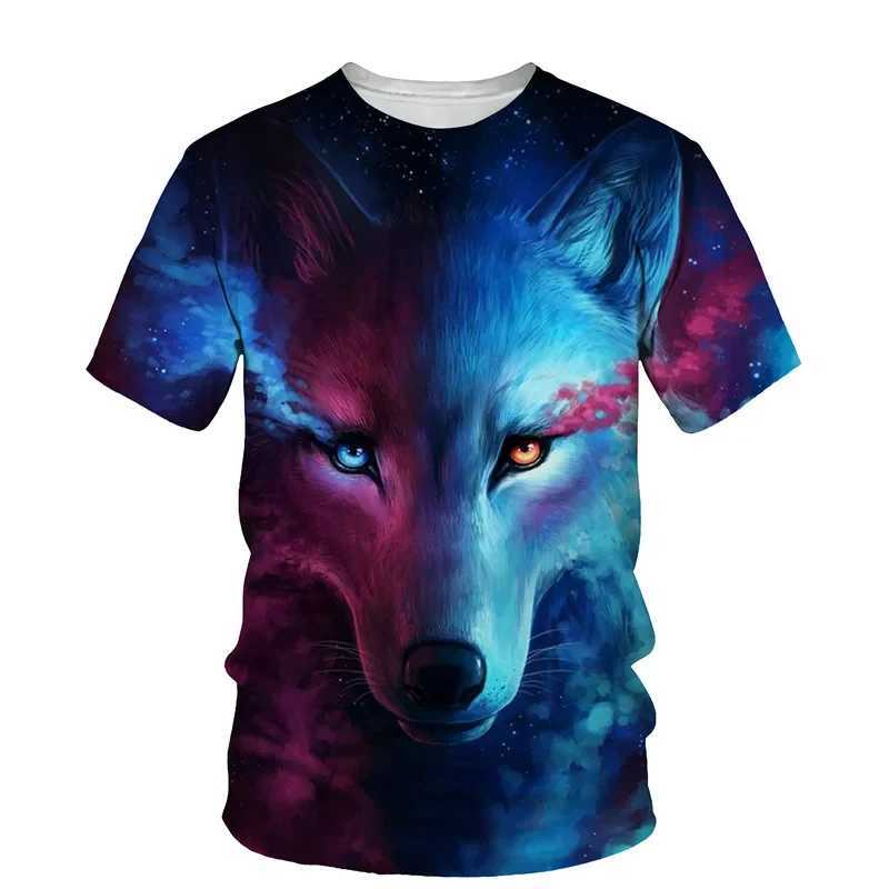 Animal wolf pattern 3D printing mens O-neck T-shirt fashion T-shirt casual short sleeved oversized Y2K Harajuku unisex clothing W250425