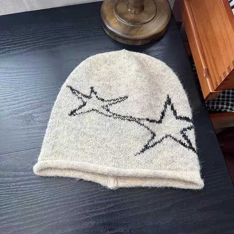 Autumn and Winter Knitted Wool Pullover Hat with Fleece Lining Large Head Circumference Ear Protection Rolled Edge Slouchy Hat W251125