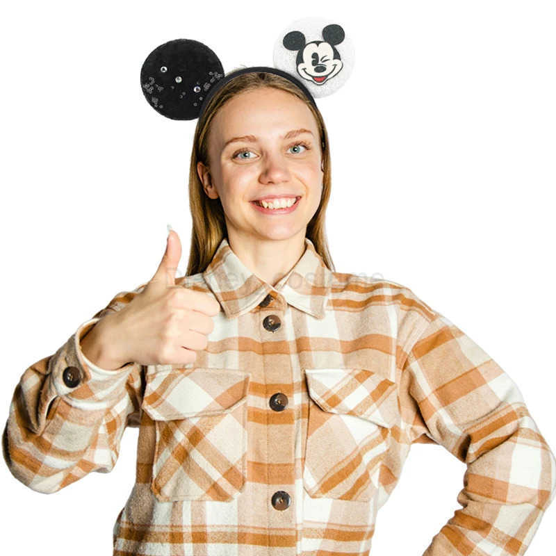 Disney 2024 Latest 3.3 Mickey Mouse Ear Headbands Bow free Boys Christmas Headbands Girls Holiday Role Playing DIY Hair Accessories X250425