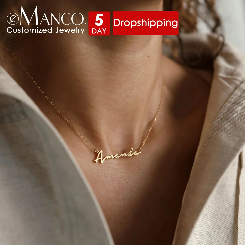 Customized Stainless Steel Initial Name Necklace Custom Personalized Letter Choker Necklace Pendant Nameplate Gift Drop 250425