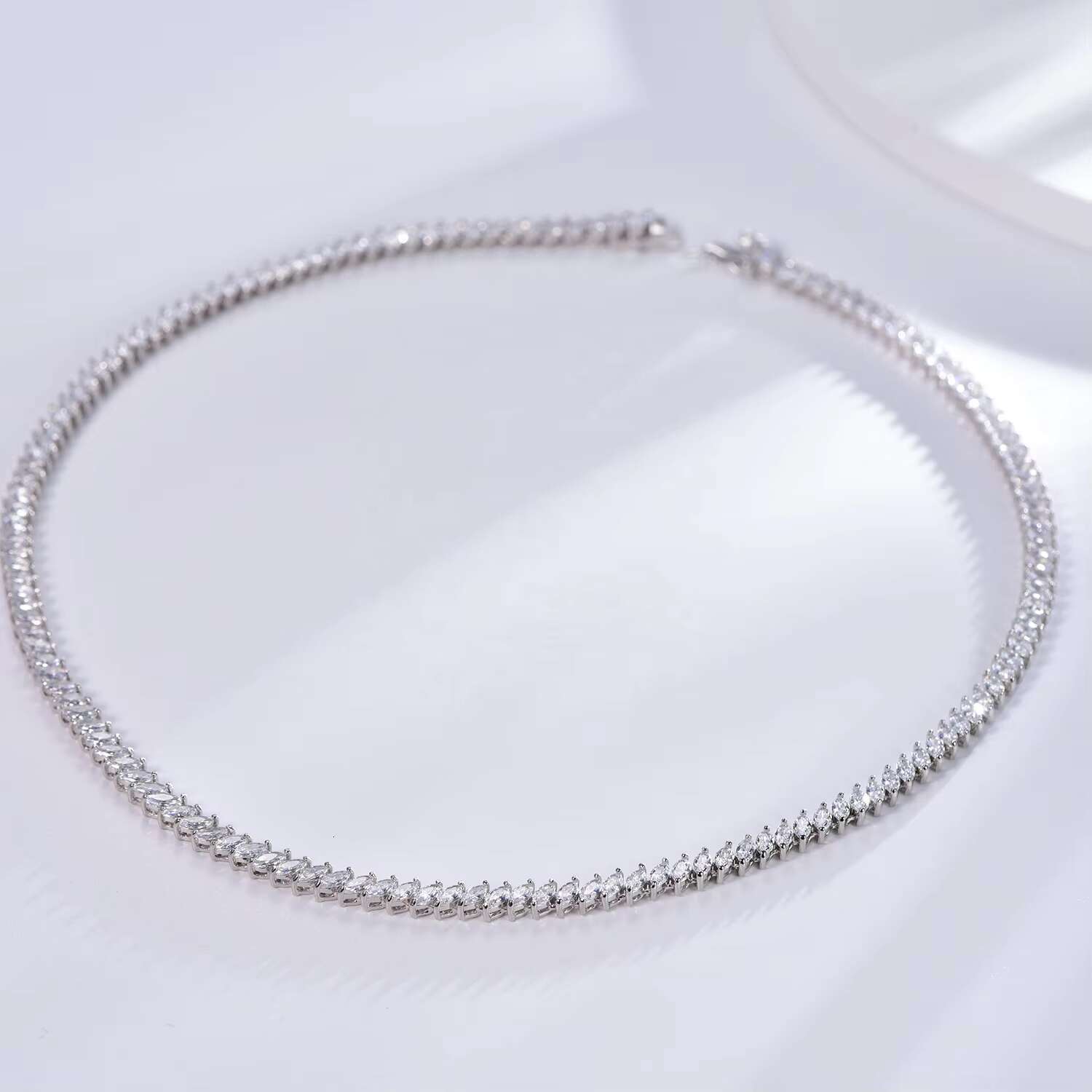 925 Sterling Silver Tennis Necklace Mens 5A CZ Diamond Necklace Iced Out Tennis Chain Necklace