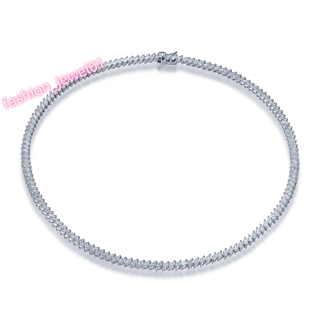 925 Sterling Silver Tennis Necklace Mens 5A CZ Diamond Necklace Iced Out Tennis Chain Necklace