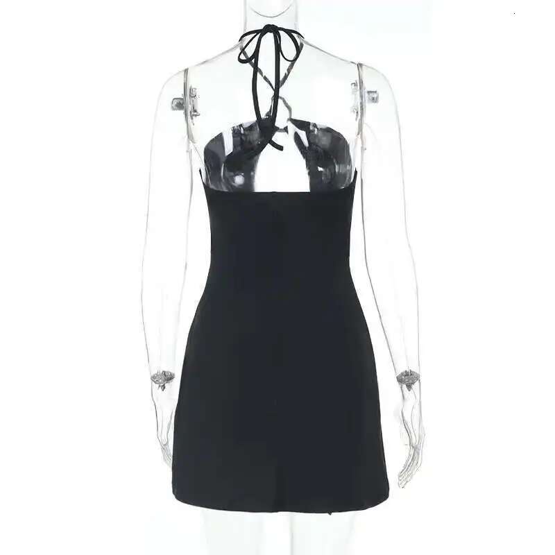 Dongdumaoyi Townlike Hollow Out Slim Bodycon Dress Women Halter Mini Spring Summer Backless Nightclub Sexy Party Dresses