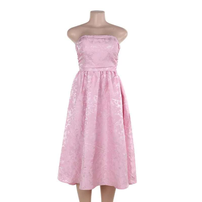 Dongdumaoyi Townlike Jacquard Elegant Waist Wrap A Line Dress Women Spring Summer Midi Long Backless Sexy Party Dresses