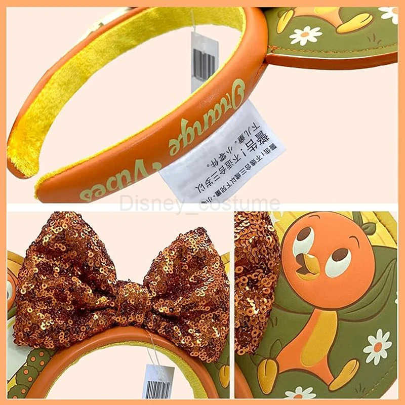 Disney Mickey Mouse Ear Headband Cartoon Disney Orange Bird Mickey Mouse Headband Adult/Children Plush Role Playing Dry Bow Hair Accessories X250425