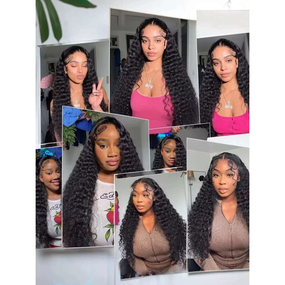 250 Density Brazilian 13X6 HD Deep Wave Lace Frontal Human Hair 30 32 40 Inch 13X4 Loose Curly Wigs Glueless 5X5 Closure Wig