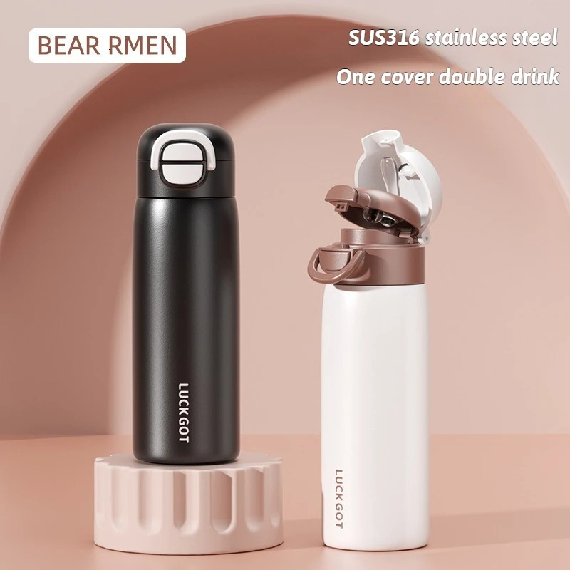 500ml Stainless Steel 316 Vacuum Flask Thermos Bottle with Straw Portable Water Bottles Keeps Cold and Heat Thermal Mug Gifts 251114 W260226