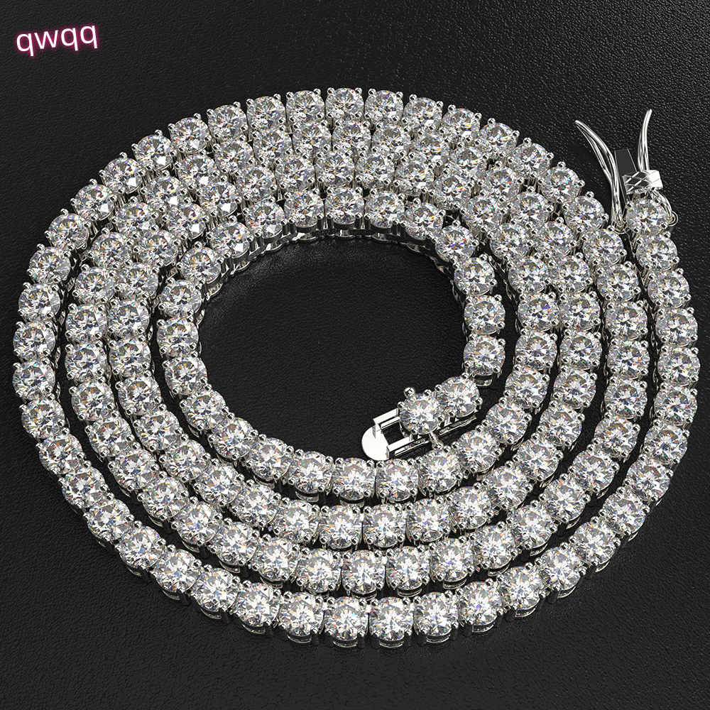 Iced Out Hip Hop Fine Jewelry VVS Lab Grown Diamond Moissanite Tennis Chain Necklace 2mm 3mm 4mm 5mm 925 Sterling Silver Hiphop