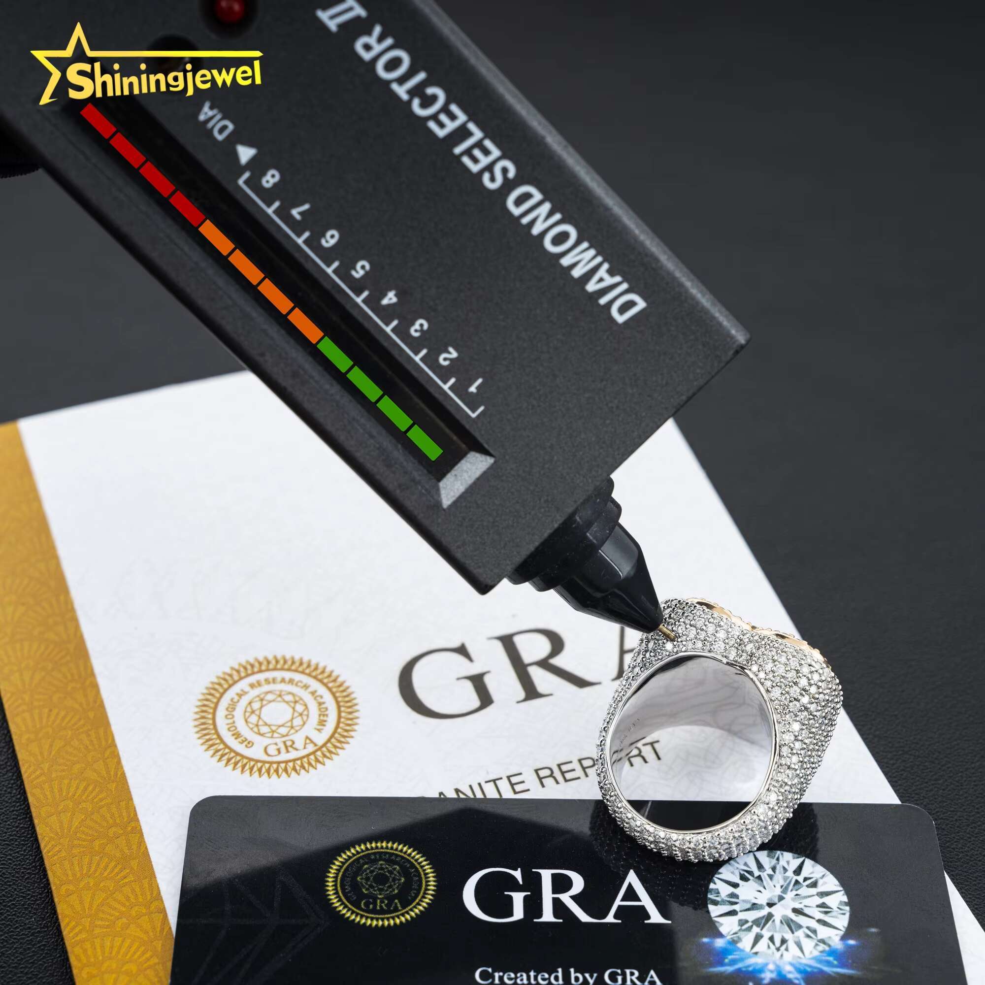 Fully Iced Out Heart Design 925 Silver Two Tone Men GRA Certificate Moissanite Hip Hop Ring