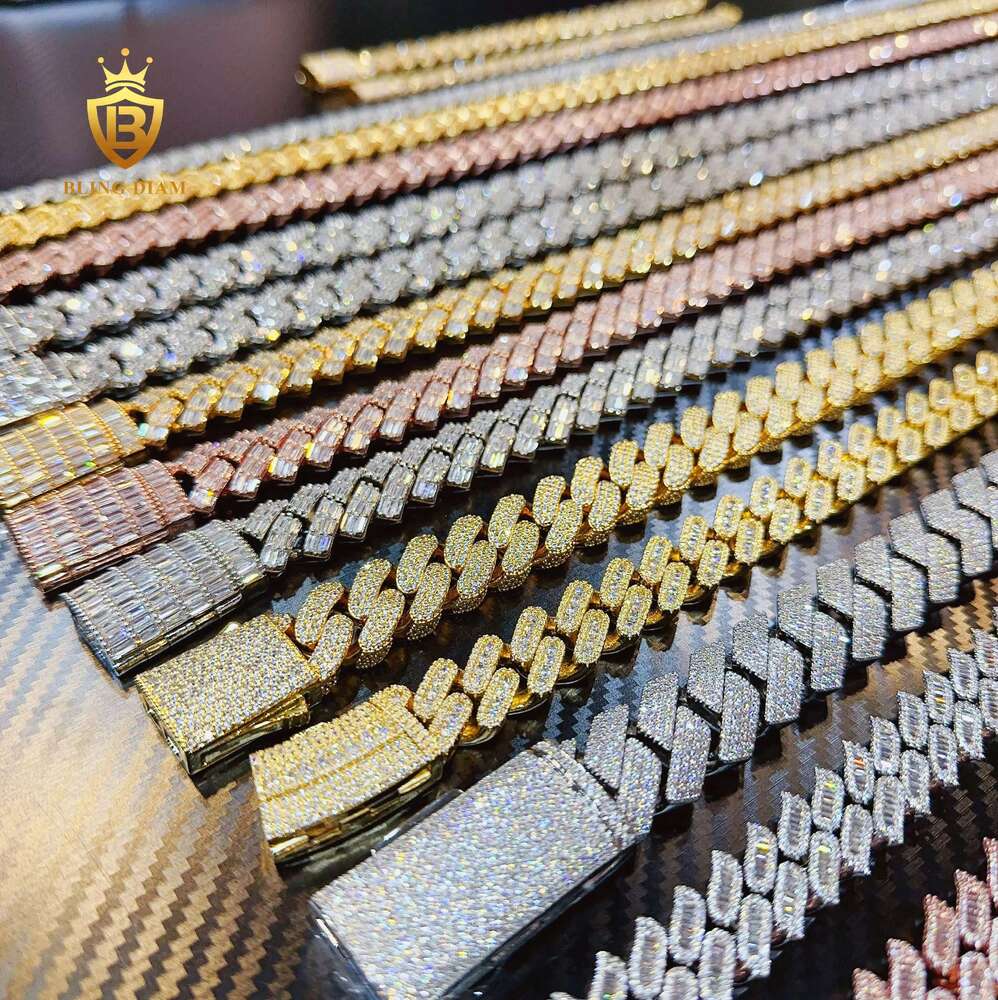 2023 Hot Sale Custom Hip Hop Jewelry Fashion 12mm 15mm 16mm 18mm 20mm AAAAA+ Moissanite Diamond Cuban Link Chain