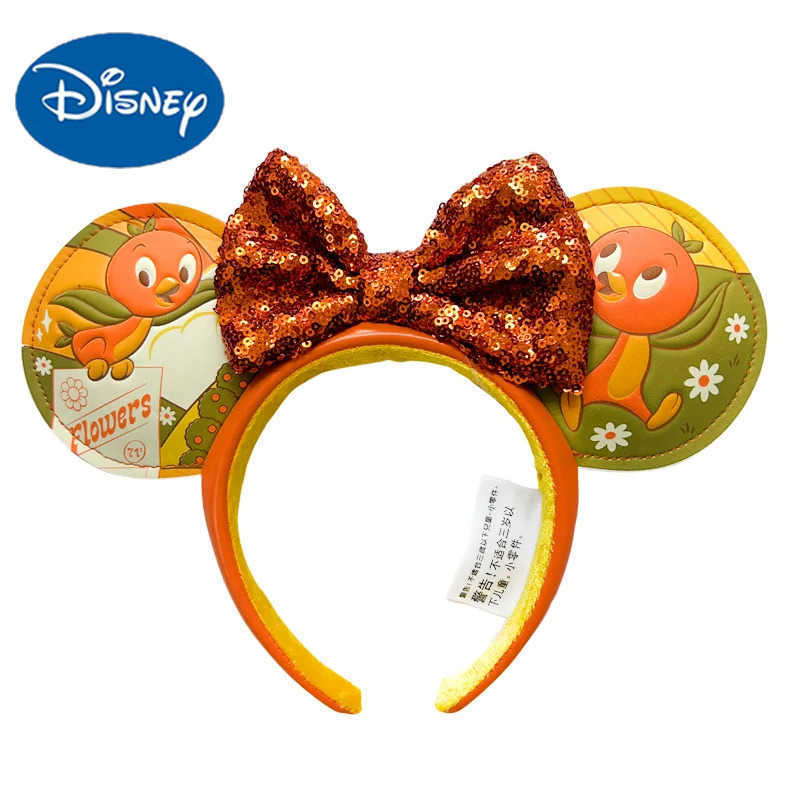 Disney Mickey Mouse Ear Headband Cartoon Disney Orange Bird Mickey Mouse Headband Adult/Children Plush Role Playing Dry Bow Hair Accessories X250425