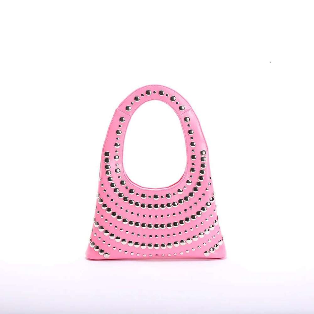 Designer Bag 2025 Vintage Rivet Women Shoulder Bags Punk Style Lady Handbags Angola Red Underarm Bag Fashion Trend Small Tote Female Purses 2025 Luxur